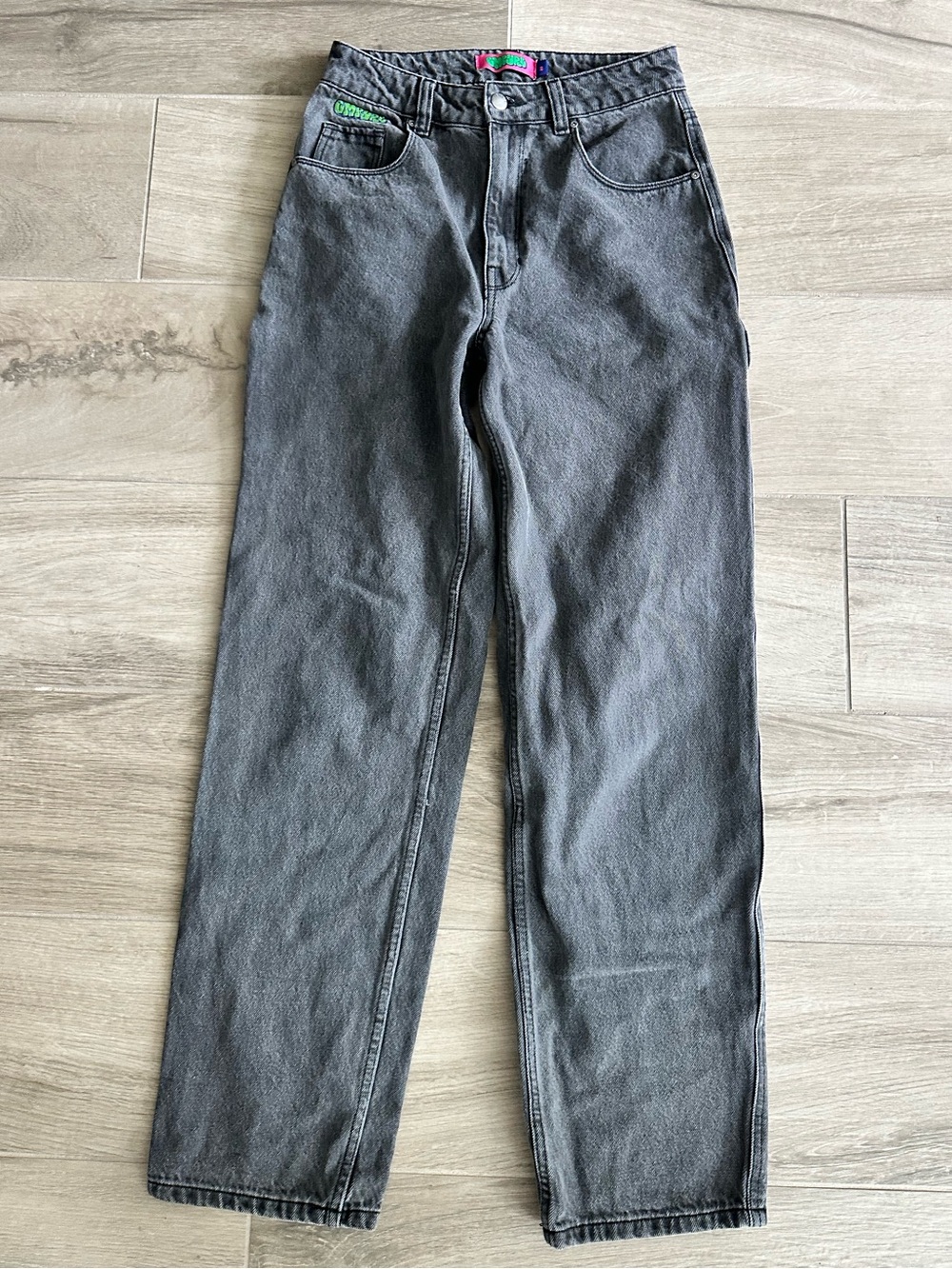 Empyre Tori Faded Black Carpenter Relaxed Baggy Jeans Womens Sz 2 High Rise Y2K